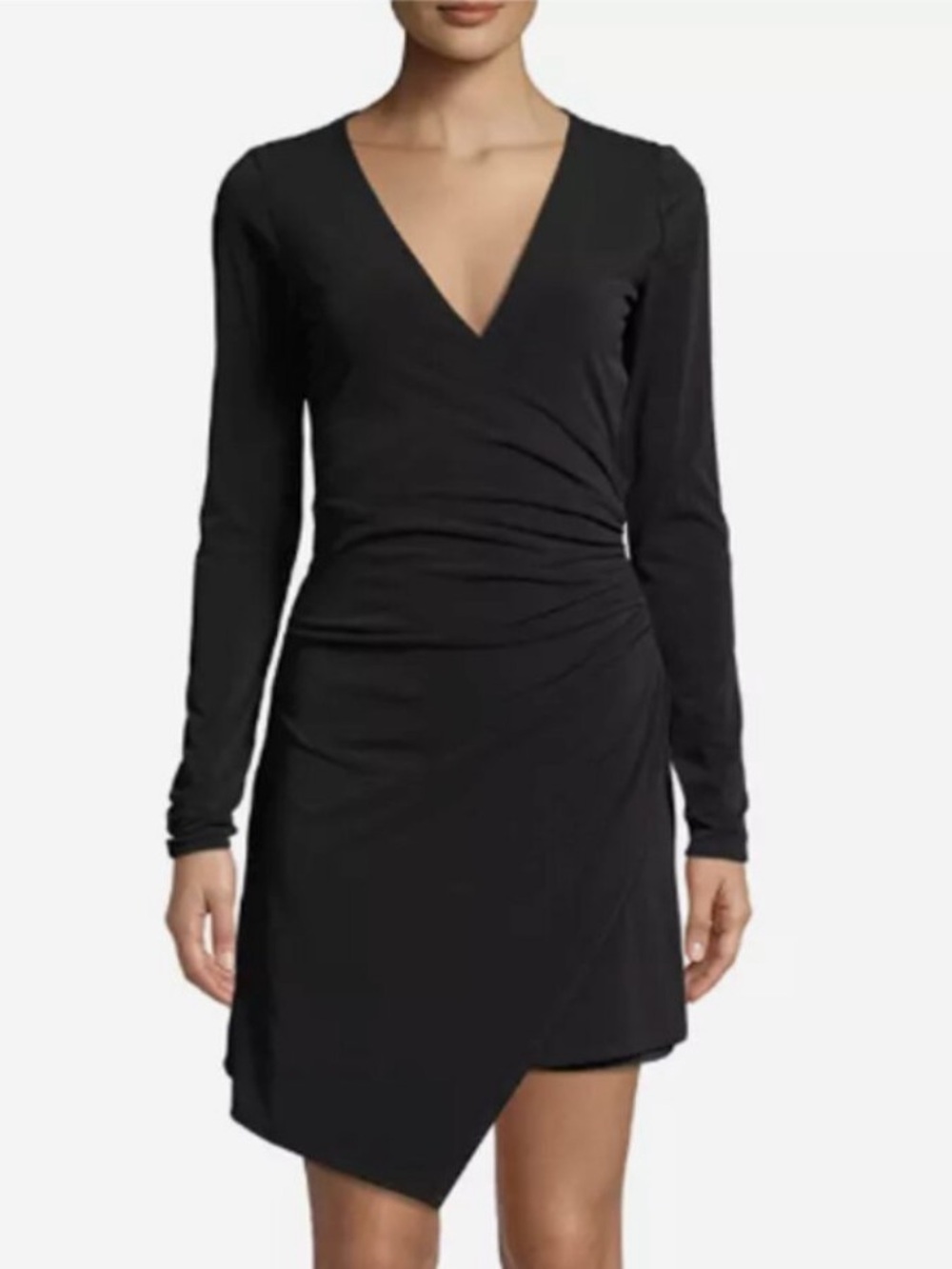 Cinq a Sept Coralie black asymmetrical mini wrap dress
